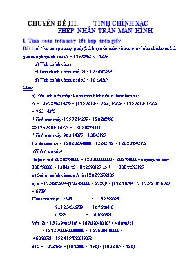 Toán 8 - Chuyên đề III Tính chính xác phép nhân tràn màn hình